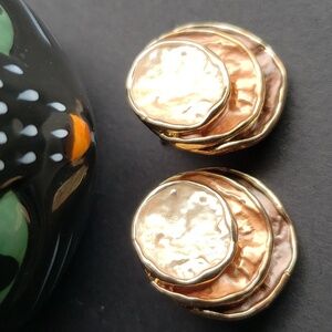 Bohemian Layered Cream/ Brown Earrings. . NWT